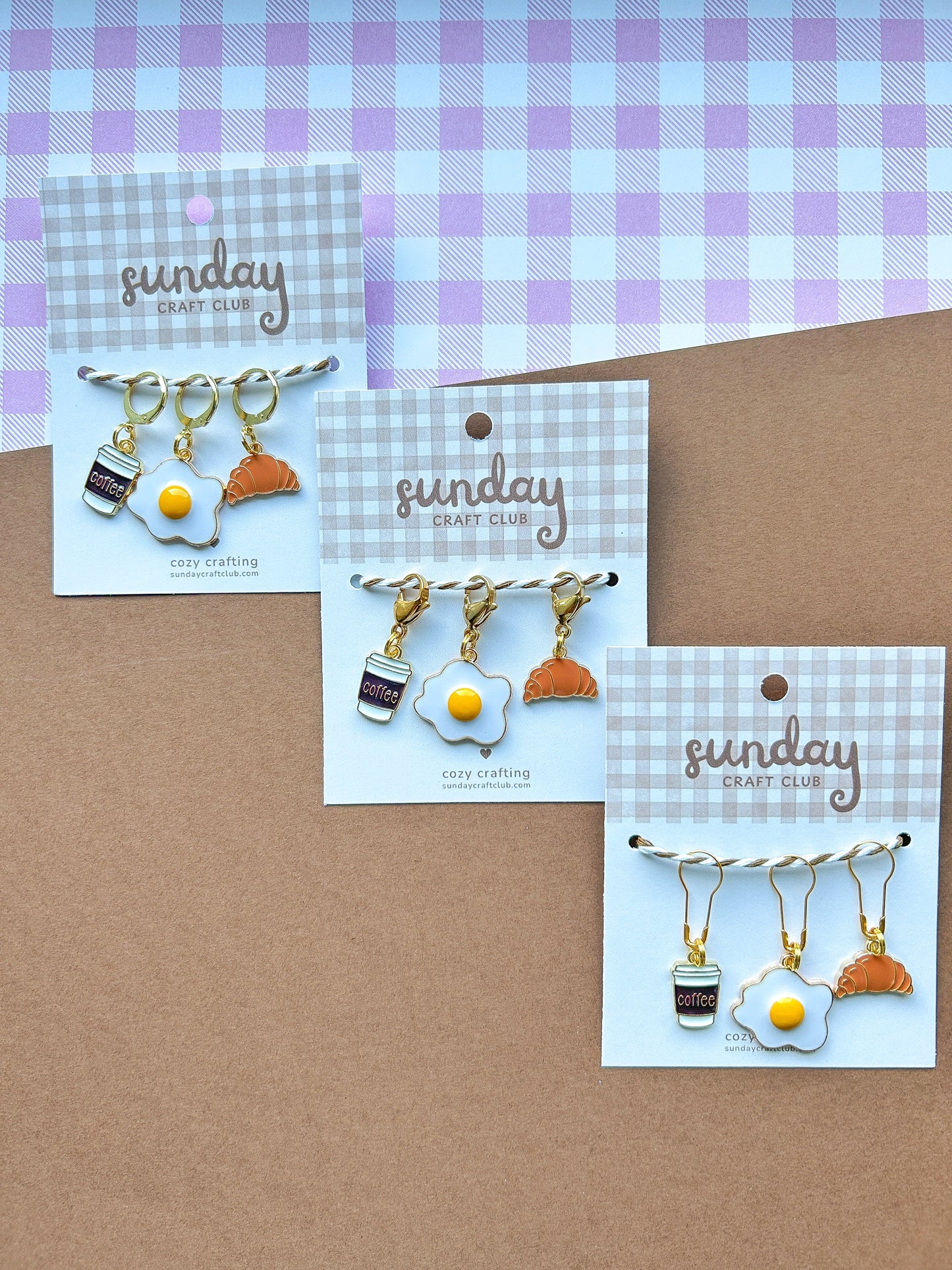 Breakfast Stitch Markers, Progress Keepers, Knitting and Crochet (Choose Your Clasp)