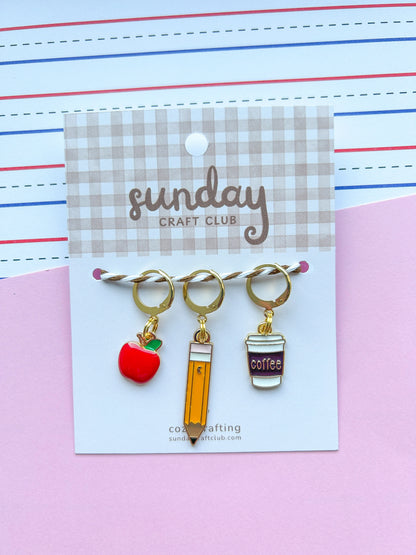 Best Teacher Stitch Markers, Progress Keepers, Knitting and Crochet (Choose Your Clasp)