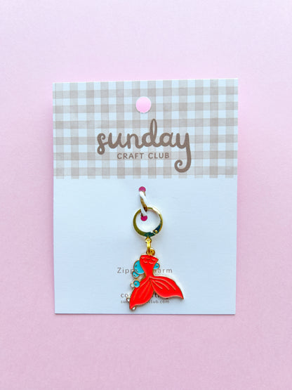 Mermaid Tail Zipper Charm, Stitch Marker, Bag Charm