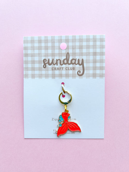 Mermaid Tail Zipper Charm, Stitch Marker, Bag Charm