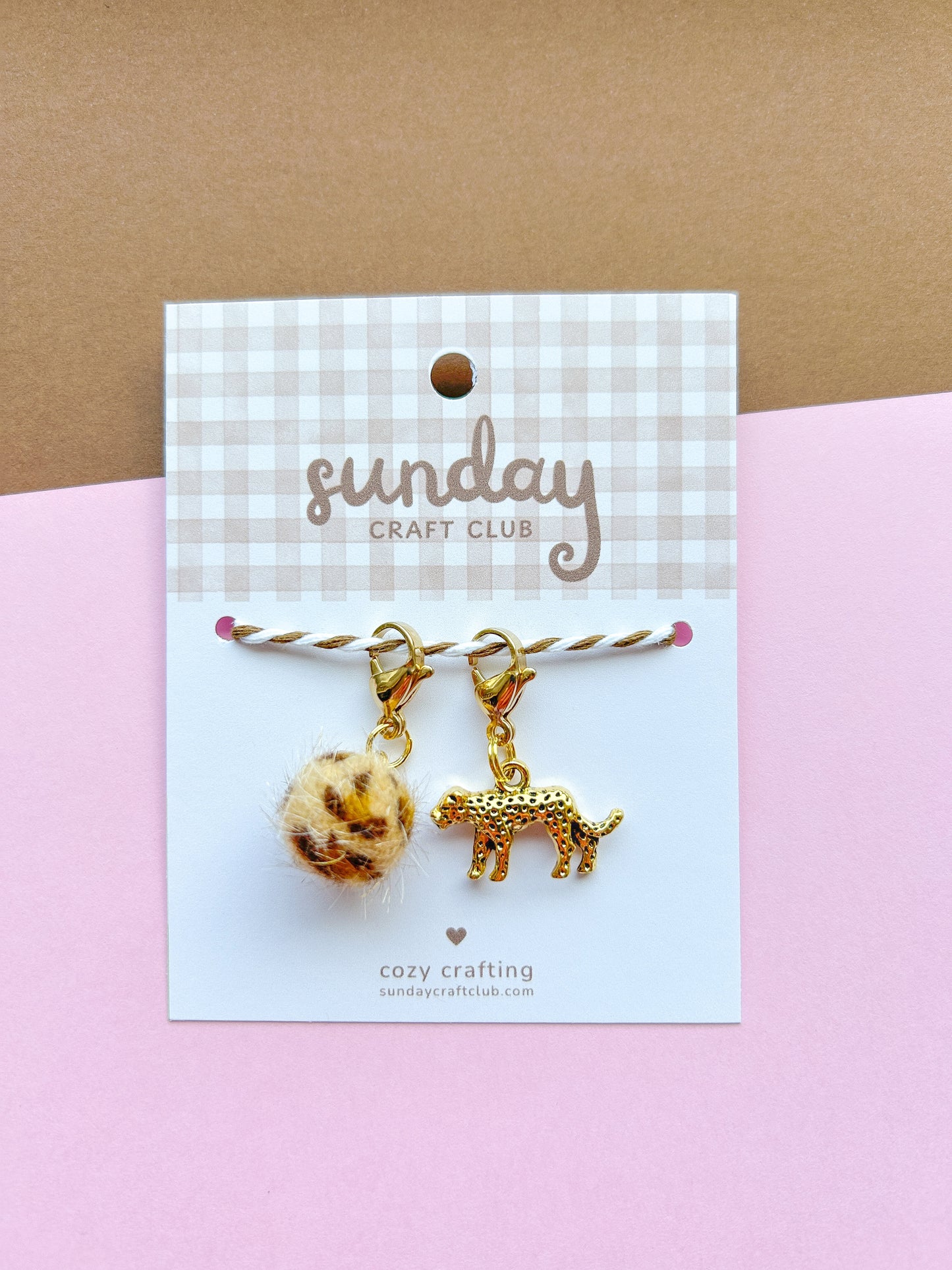 Two Leopard Cheetah Stitch Markers, Progress Keepers, Knitting and Crochet (Choose Your Clasp)