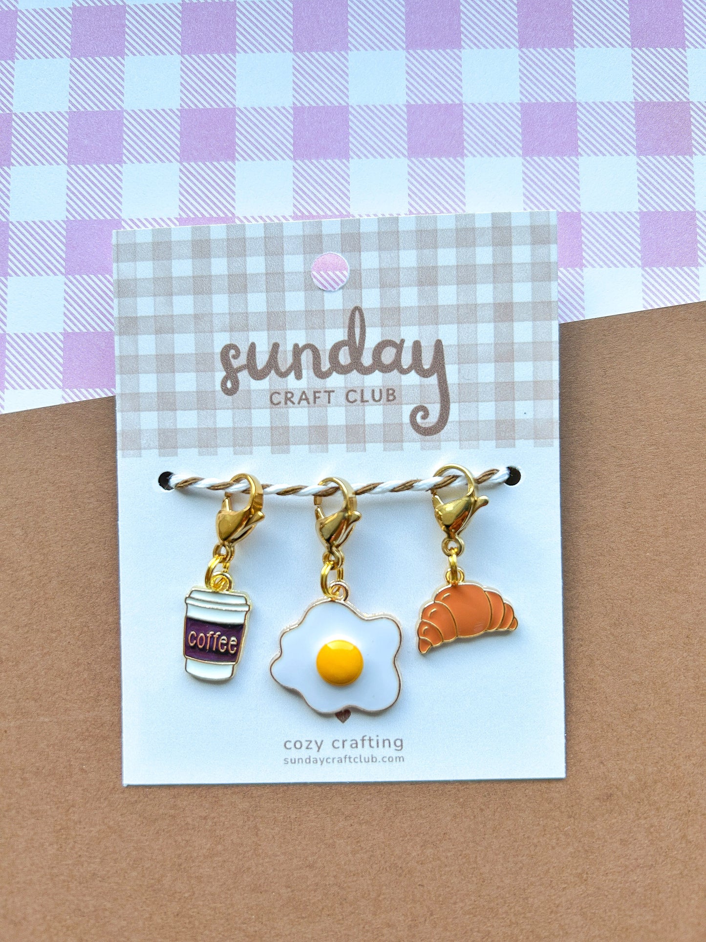 Breakfast Stitch Markers, Progress Keepers, Knitting and Crochet (Choose Your Clasp)
