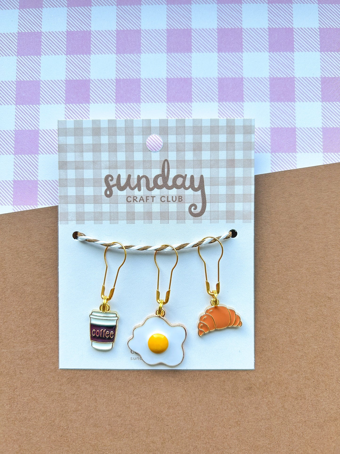 Breakfast Stitch Markers, Progress Keepers, Knitting and Crochet (Choose Your Clasp)
