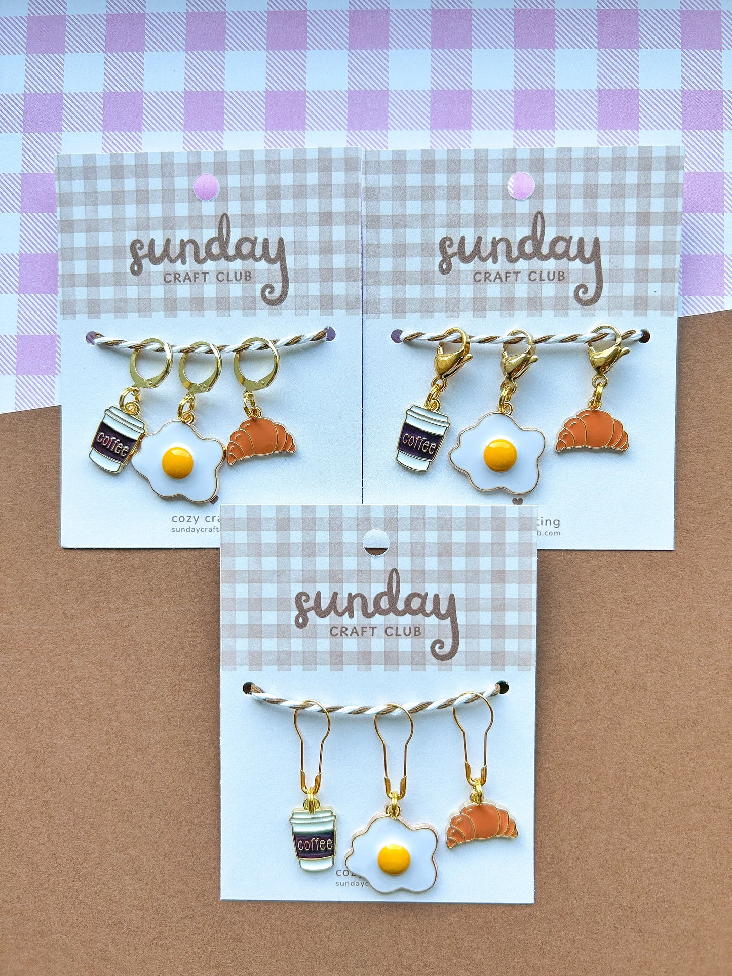 Breakfast Stitch Markers, Progress Keepers, Knitting and Crochet (Choose Your Clasp)