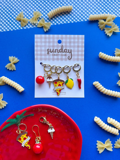 Summer in Italy Stitch Marker Set, Progress Keepers, Knitting and Crochet (Choose your Clasp)