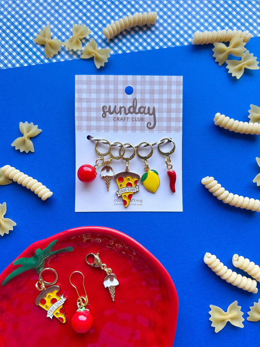 Summer in Italy Stitch Marker Set, Progress Keepers, Knitting and Crochet (Choose your Clasp)