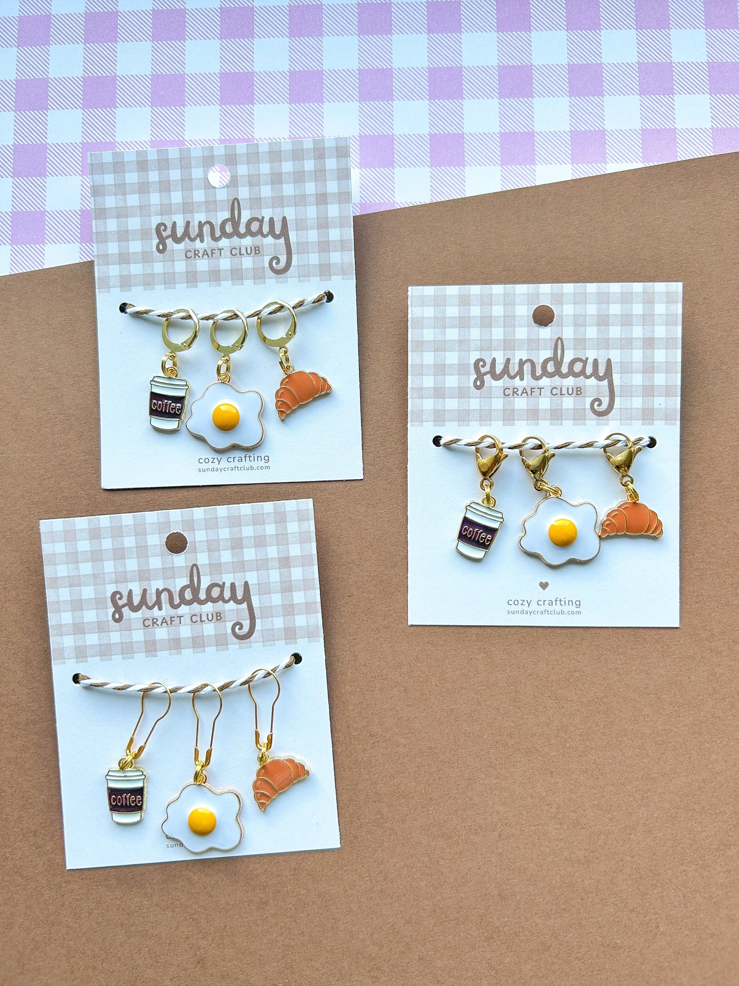 Breakfast Stitch Markers, Progress Keepers, Knitting and Crochet (Choose Your Clasp)