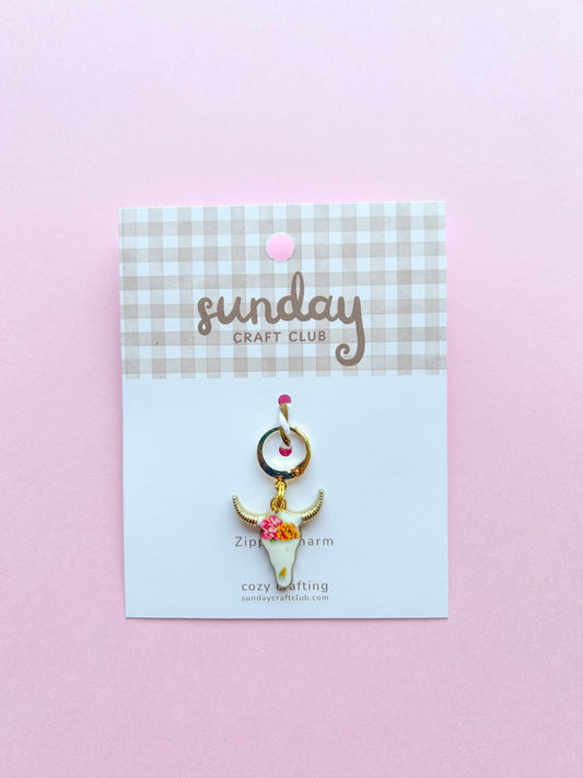 Cozy Cowgirl Zipper Charm, Stitch Marker, Bag Charm