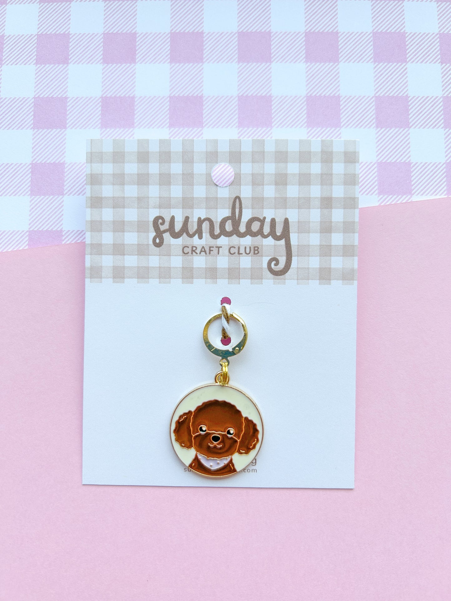 Brown Dog Zipper Charm, Stitch Marker, Bag Charm