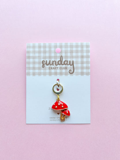 One Mushroom Leverback Stitch Marker, Progress Keepers, Knitting and Crochet